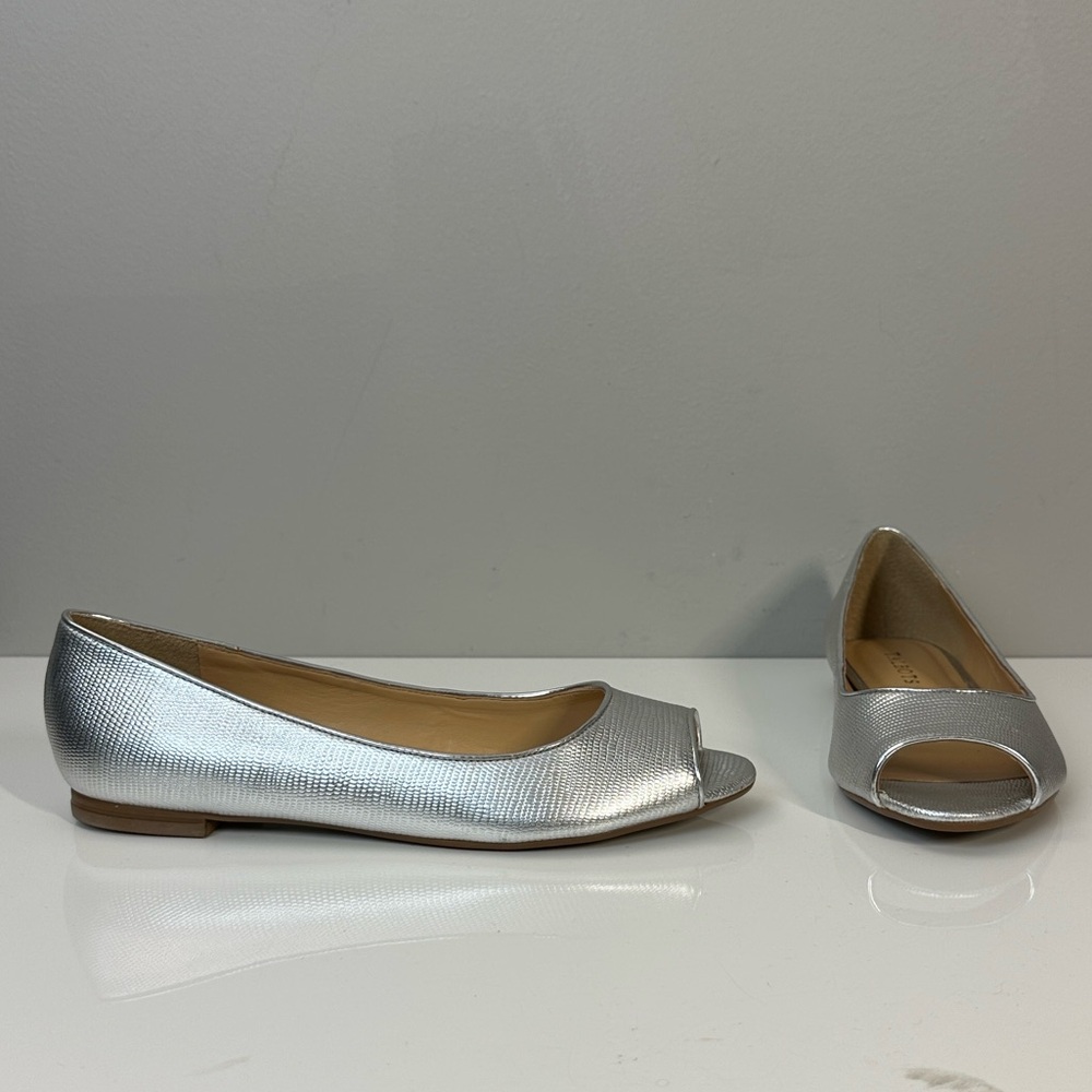 Talbots Silver Peep Toe Flats